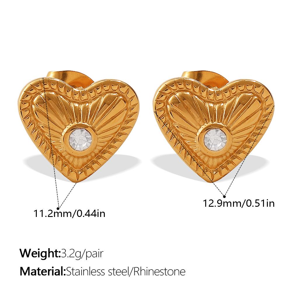 French Retro Love Color Diamond Stud Earrings Stainless Steel Gold-Plated Personalized Multi-Style Stud Earrings Women