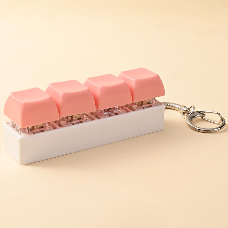 4 Keys Button Keycap Stress Relief Adult Fidget Toy Keychain 4 Keys Keyboard Fidget Gadgets Toys Diy Keyboard Keychain Toys