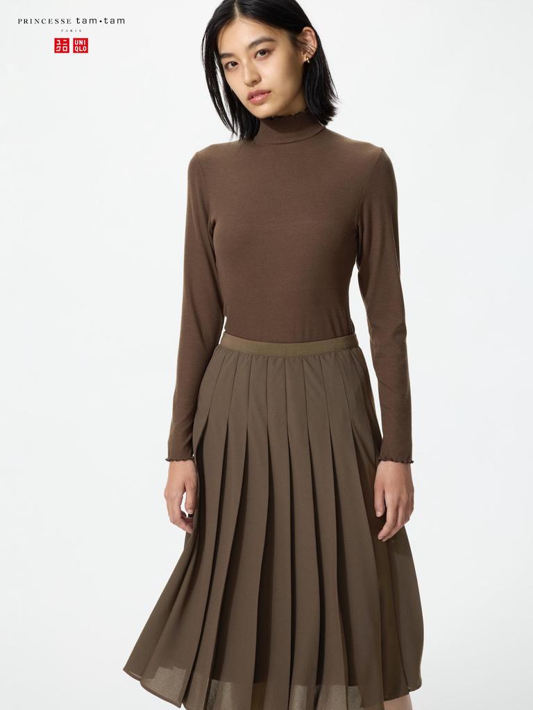 Uniqlo ExTra Warm HeaTTech Cashmere Blend Ribbed Mock Neck T shirT