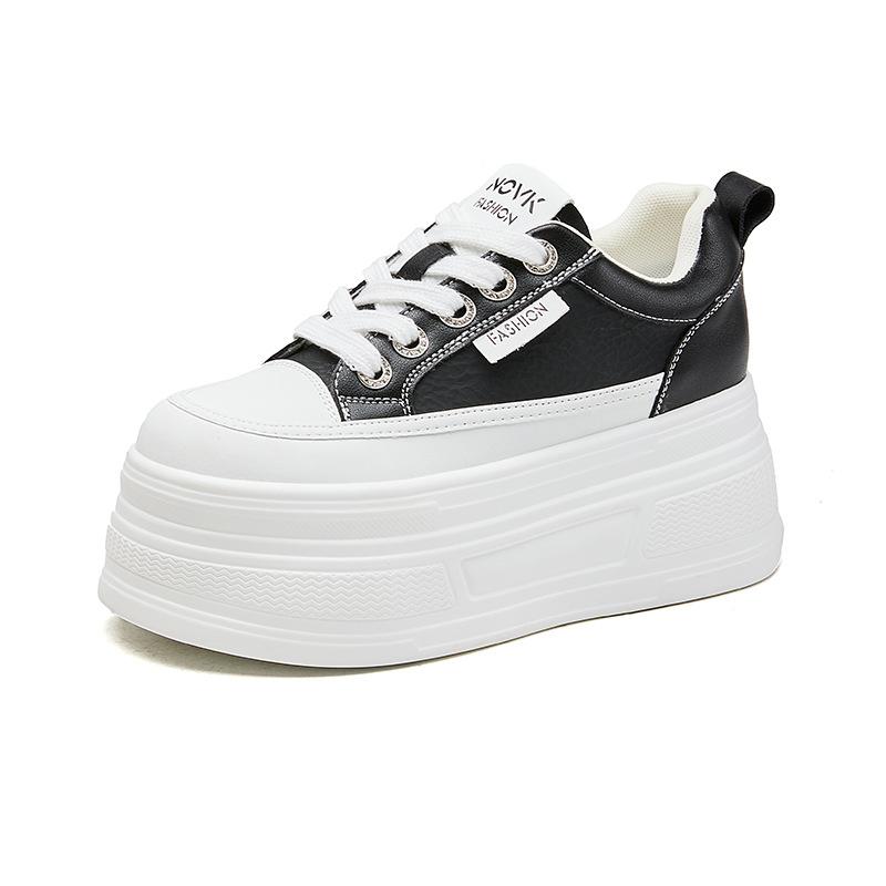 

Womens Colorblock Platform Chunky Sneakers Hidden Heel Lift Lace Up Casual Shoes Thick-Soled Platform Breathability Versatile 34