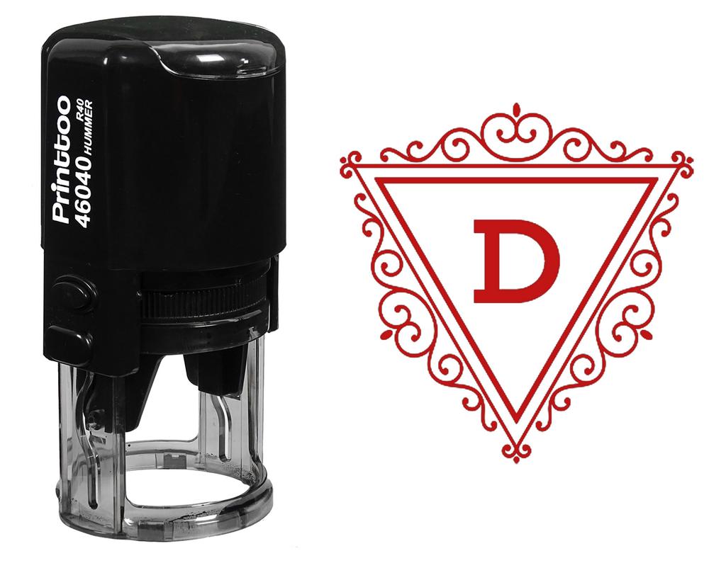 Printtoo Triangle Swirl Border D Alphabet Monogram Initial R-40 Self Inking Rubber Stamp Office