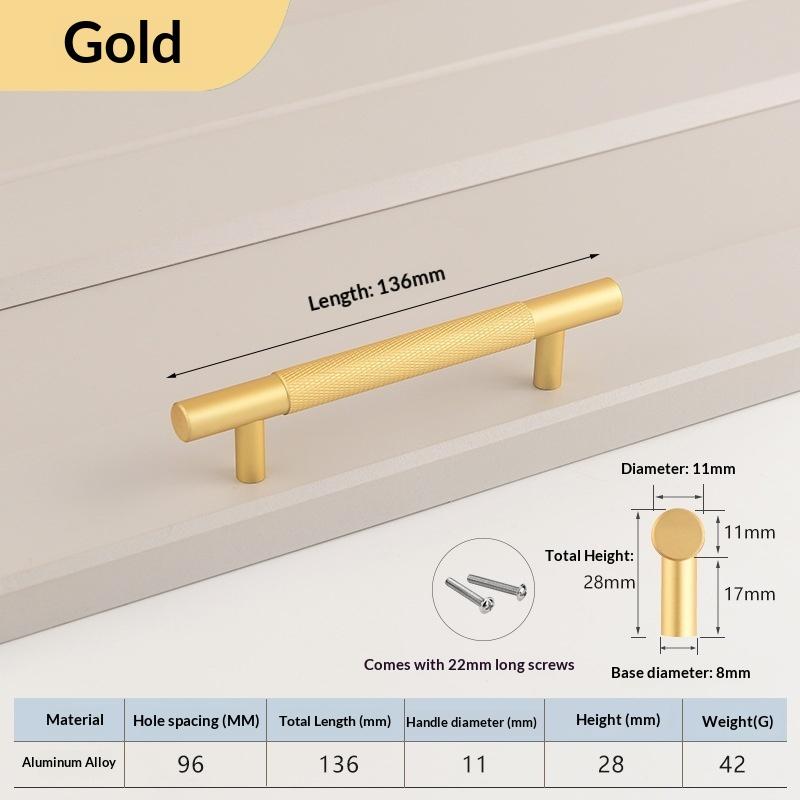 Nordic Wardrobe Handles–Gold Copper & Black Drawer Knobs Extended American-Style Aluminum Alloy Cabinet Pulls Furniture Hardware
