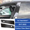 2PCS/SET Real Carbon Fiber For Tesla Model Y 2017-2022 Car Window B-Pillar Trim Sticker Car Interior Accessories
