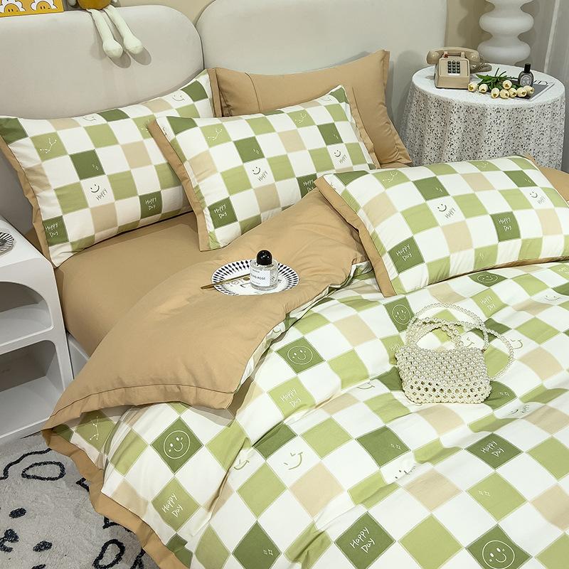 Category A Maternal and Infant Grade Washed Cotton and Linen Bed Cotton Four-piece Set and Three-piece Set Pure Cotton Bed Sheet and Quilt Cover