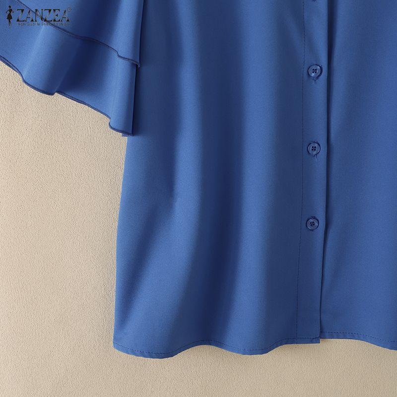 ZANZEA Women Commute Casual Turn Down Collar Loose Half Sleeve Blouse
