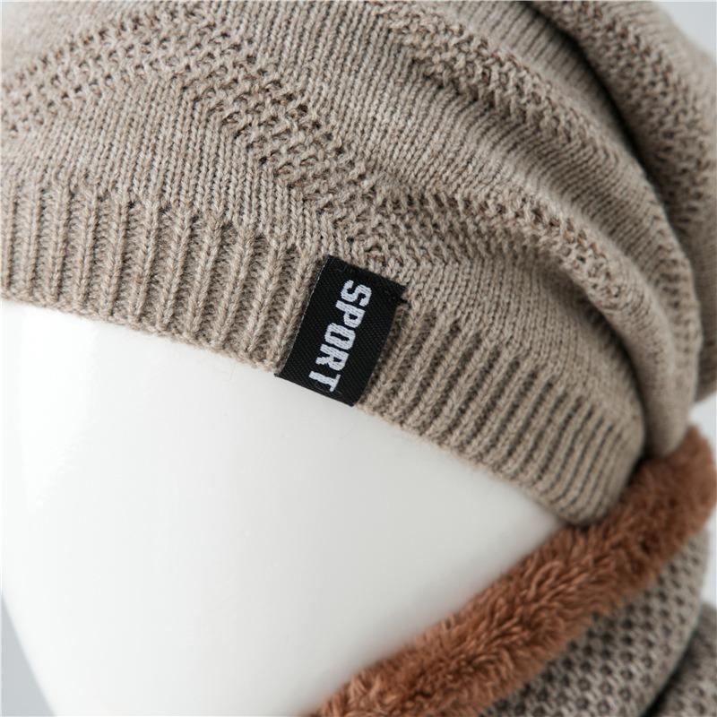 Autumn and Winter Hat Men's Double-layer Velvet Thickened Knitted Wool Hat Outdoor Warm and Cold Hat Old Cotton Hat