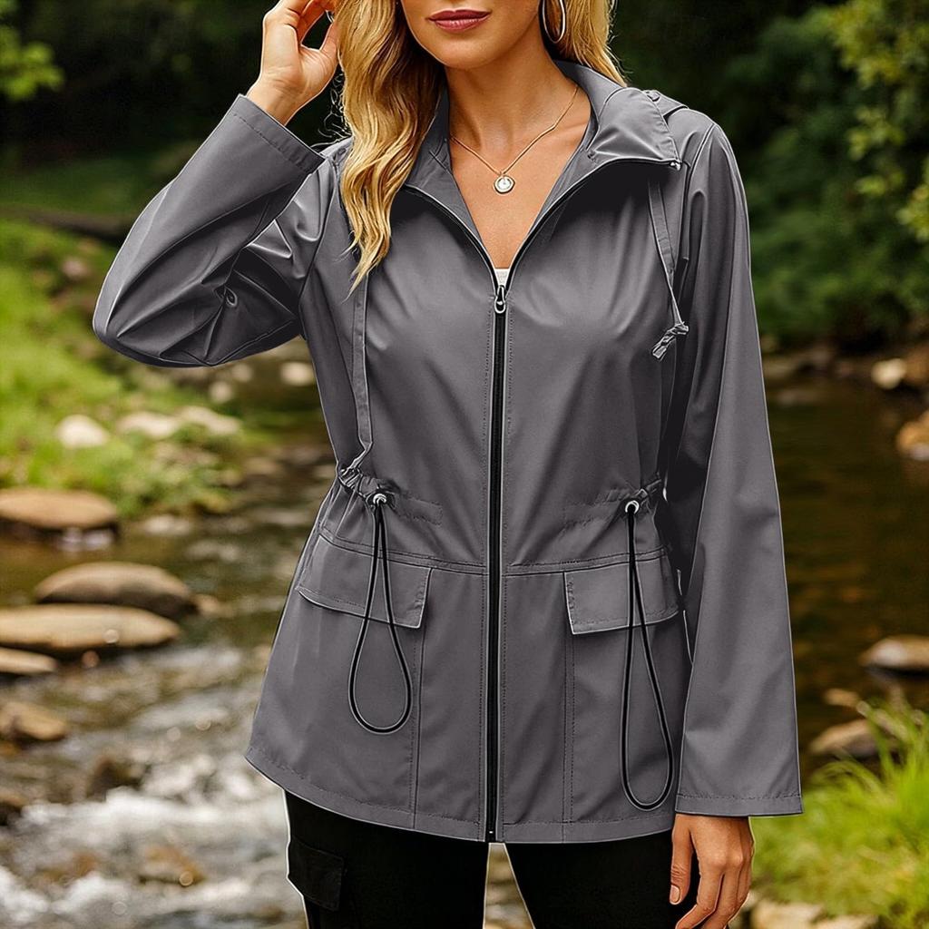 Women's Windbreaker Jacket with Zipper for Outdoor Hiking and Travel