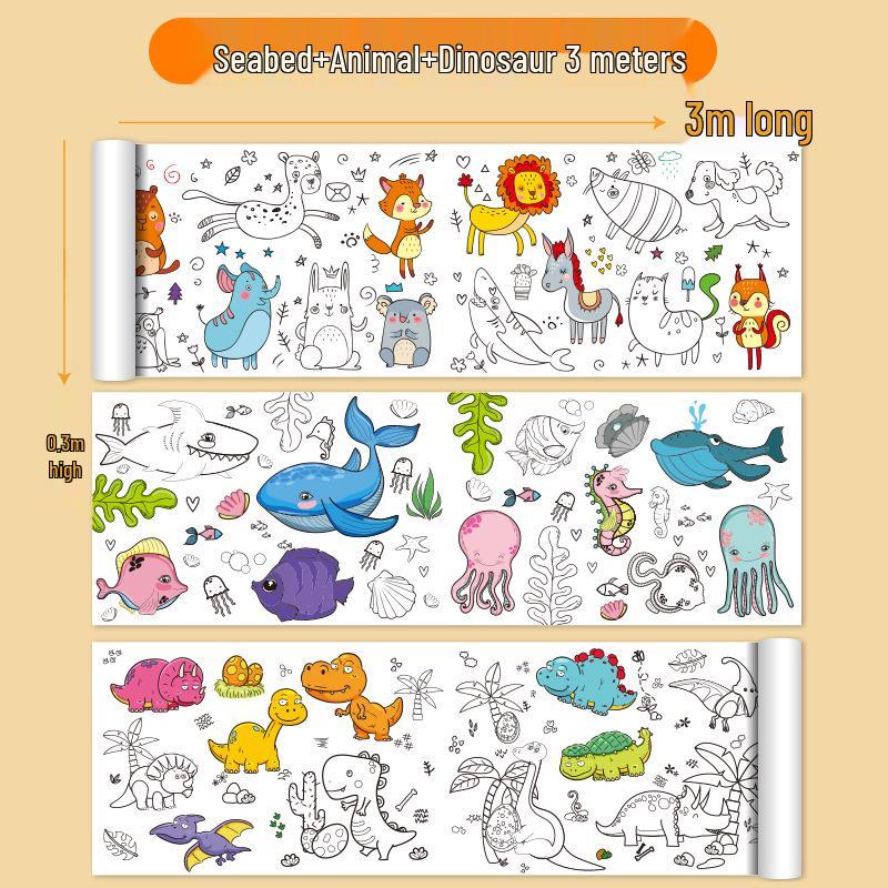 Rotolo extra lungo per scarabocchi e colorare per bambini: Tela Grande per Pittura, Disegno e Tracciamento