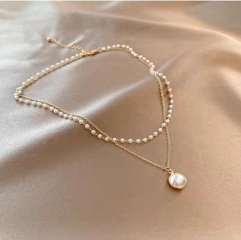 Stacked with Double-layer Imitation Pearl Necklace, Women's Summer New Trendy Niche Design, Exquisite Japanese and Korean Collarbone Chain
