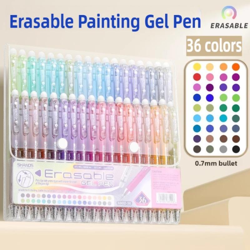SHANDS 36/12 Colors Clickable Erasable Gel Pens 0.7mm for Kids Drawing Sketching Quick Dry School Office Supplies Stationery