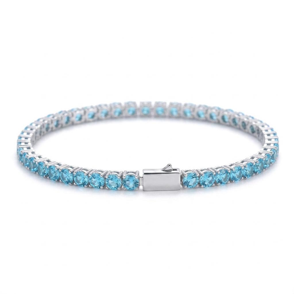4mm Iced Out Colorful CZ Tennis Bracelet Multi Color 1 Row Cubic Zirconia Brass Spring Clasp Bling Hip Hop Jewelry for Women Men