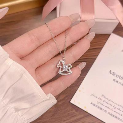 Year of the Horse Luxury Necklace: Gold-Plated Nickel Silver, Niche Design for Women