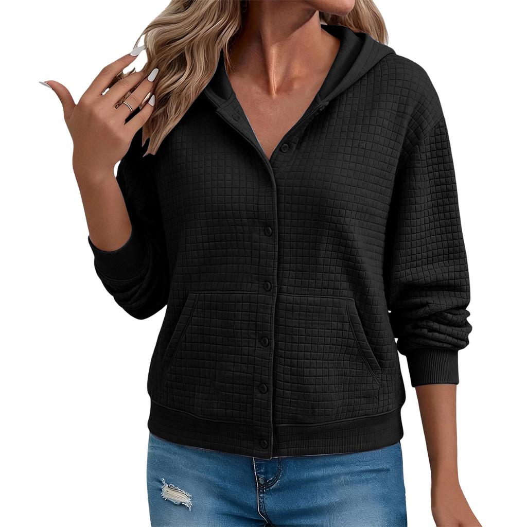Hoodie for Women Hooded Sweatshirt Button Hoodies Comfy Jackets With Pocket