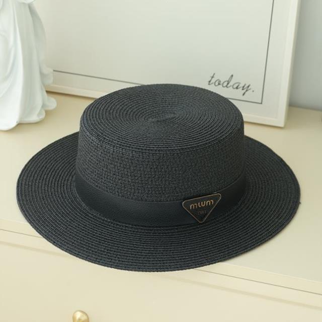 Triangular standard straw hat women's elegant flat hat vacation visor simple versatile casual top hat