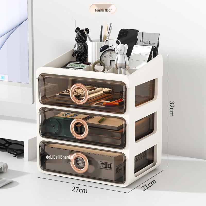 Elegant Vanity Table & Makeup Storage Box with Transparent Drawers