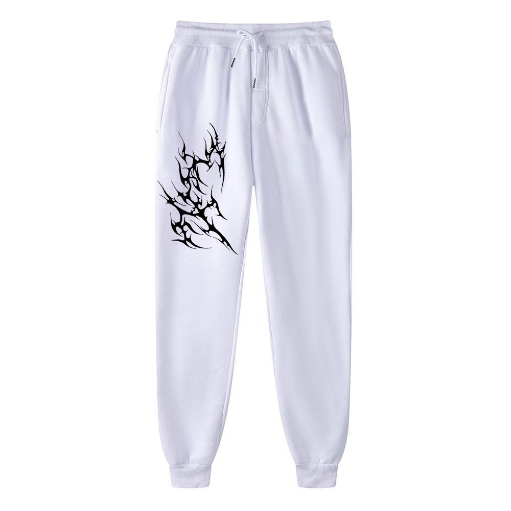 Thorn-line Men Jogger Pants Pocket Tribal Thorn Spike Print, Dark Gothic Abstract Graphic on Leg, Elastic Drawstring Soft Sweatpants for Streetwear