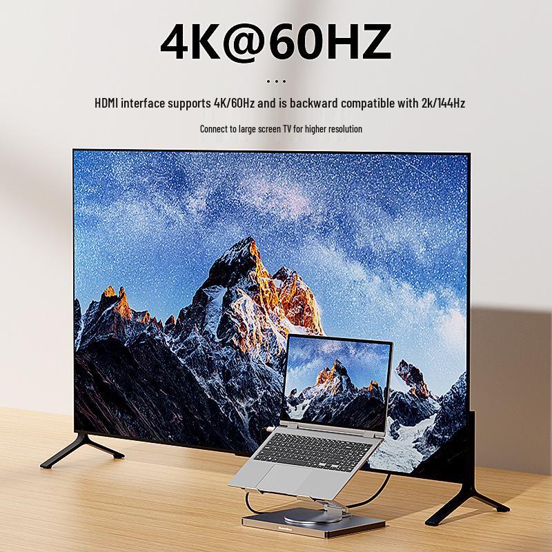 Rotating Folding Laptop Dock with HDMI, Gigabit Ethernet, USB 3.0 Ports, and Tablet Stand Expansion