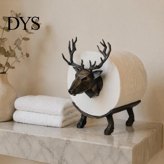 Tissue Dispenser 3D Printed Elk Toilet Paper Holder, Stable Base Bathroom Roll Durable Stand Dispenser, Waterproof PLA Decorative Towel Storage,