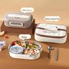 304 Stainless Steel Compartmentalized Portable Lunch Box - Microwave Safe Bento for Students & Office Workers.