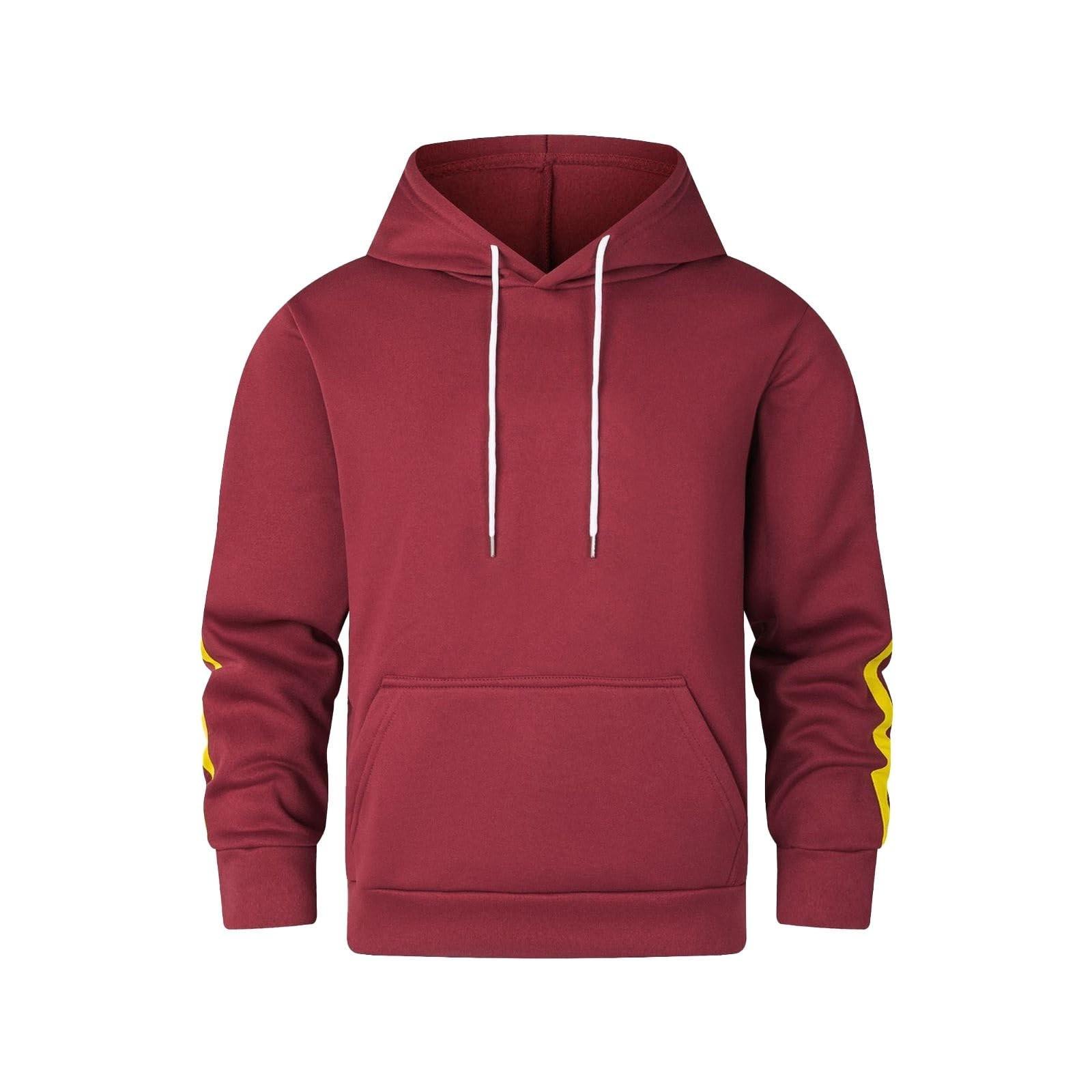 

Men S Fashion Hoodies & Sweatshirts Drawstring Hoody Top Long Sleeve Shoulder Lightweight Clothes With Pocket L винный