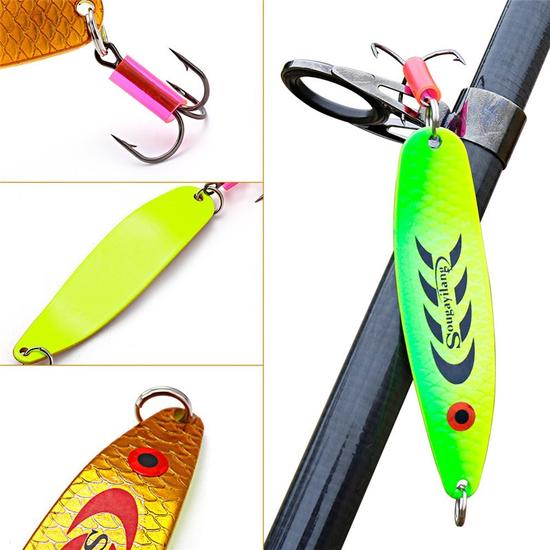 5pcs/color Fishing Bait Hard Metal Jig Spoon Lures Carp Fishing Tackle Lure Set with Treble Hook