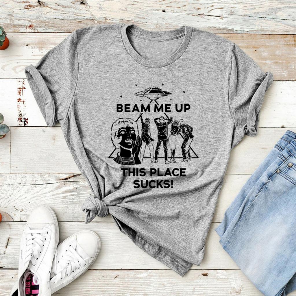 Zabierz Mnie Stąd To Miejsce Jest Beznadziejne Koszulka Zabawny Cytat Koszulka Filmowa Koszulka z Kosmicznym Humorem Koszulki Retro TV Koszulka Unisex z Krótkim Rękawem Codzienne Top