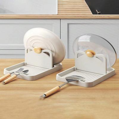 Multifunctional Pan Pot Lid Holder Stand Pan Pot Cover Rack Spoon Pot Lid Spatula Spoon Storage Shelf Kitchen Accessories