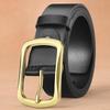 Men's Soft Leather Belt with Alloy Japanese Antique Buckle, Copper Pin