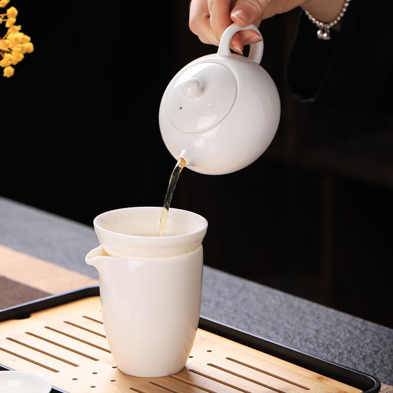 LISM Xishi Pot Mutton Fat Jade Ceramic Tea Set