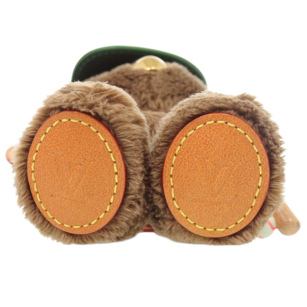 Used AUTHENTIC LOUIS VUITTON M03177 Baseball Bag Charm Louis Bear Brown Faux Fur