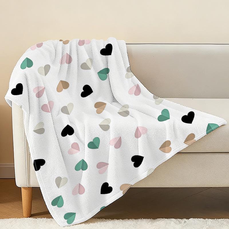 Postpartum Maternity Flannel Blanket Pill-Resistant Heart Collection, Soft Skin-Friendly All-Season Throw, Cozy Home Decor, Ideal Valentine's Gift