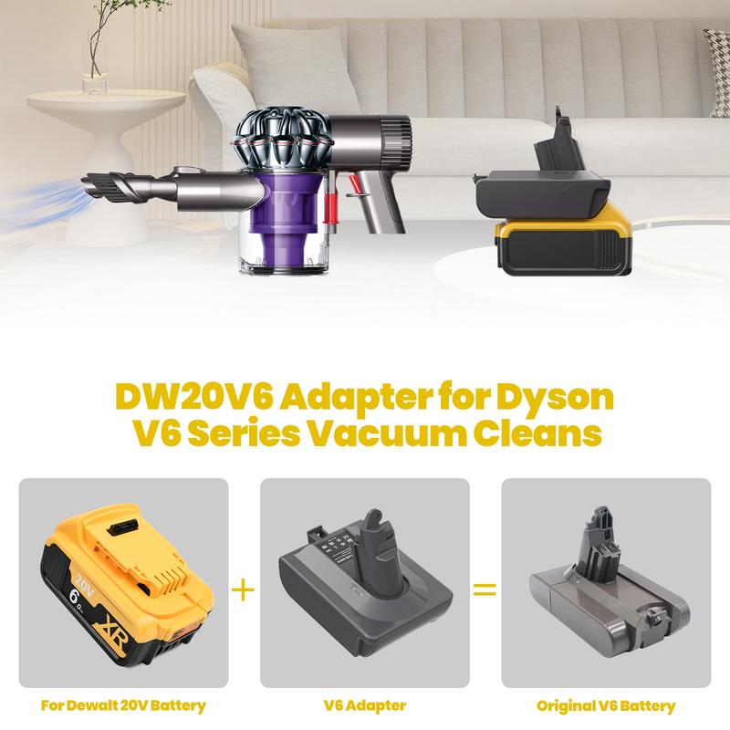Turpow For Dewalt DCB200 Battery To Dyson V6/V7/V8 Battery Adapter with Dyson V6 V7 V8 Series Lithium Tool Batteries Adapter