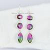 Watermelon Tourmaline Quartz Earrings: 925 Sterling Silver Dangle Earrings