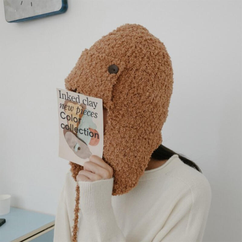 Women s Winter Button Roll-Up Earmuff Beanie black