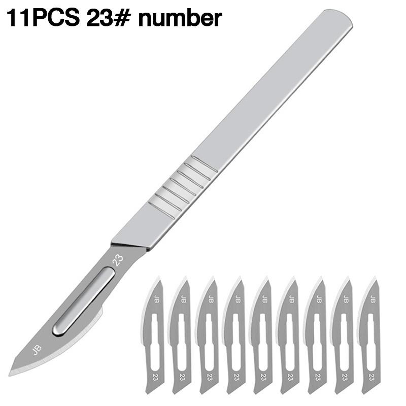 Carbon Steel Carving Metal Scalpel Knife Handle Blades Number 11 23 Surgical Medical Practicing Cutting Sculpting Repairing Tool