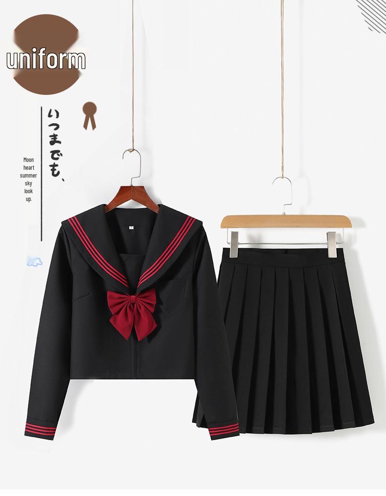 Japanischer roter Matrosenanzug: Dreiteiliges Kurzer Rock JK Uniform Set