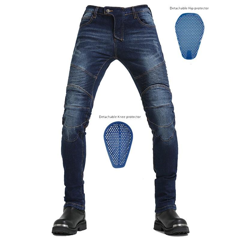 Mens Motorcycle Riding Pants With Silicone Protective Pads Stretchable Slim Fit Biker Jeans Use
