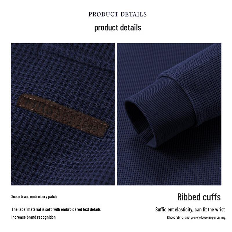 FIRS Men's Waffle Texture Long Sleeve Polo Shirt