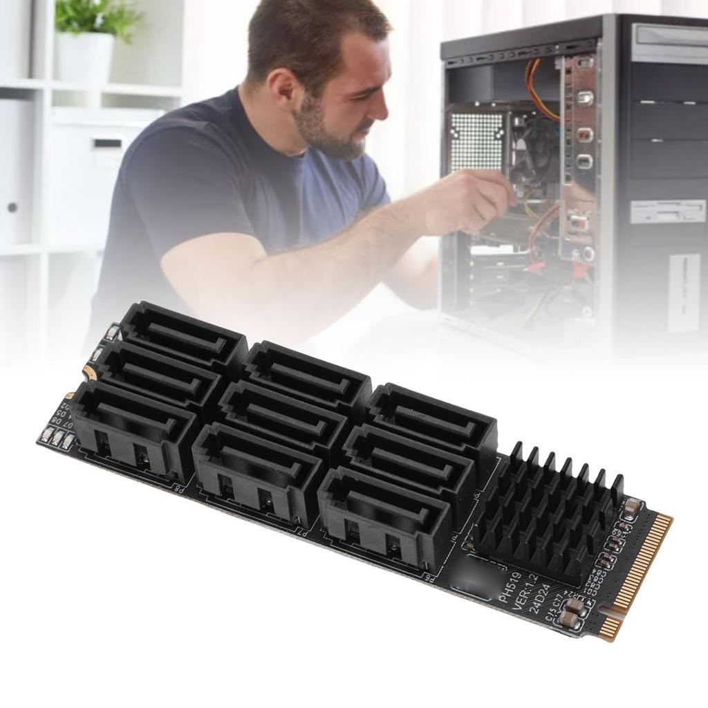  M.2 Nvme M Key PCIE3.0 X2 To 9 Port Serial ATA 3.0 Adapter Hard Drive Extension Card 