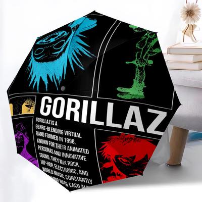 1PC Gorillaz, Virtual Band Automatic Open/Close, 8-Rib Durable Frame Compact Travel Umbrella for Men & Women S1222026