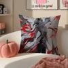 Game Genshin Arlecchino Cushion Cover Pillowcase Short Plush Invisible Zipper Room Sofa Cushion Cover