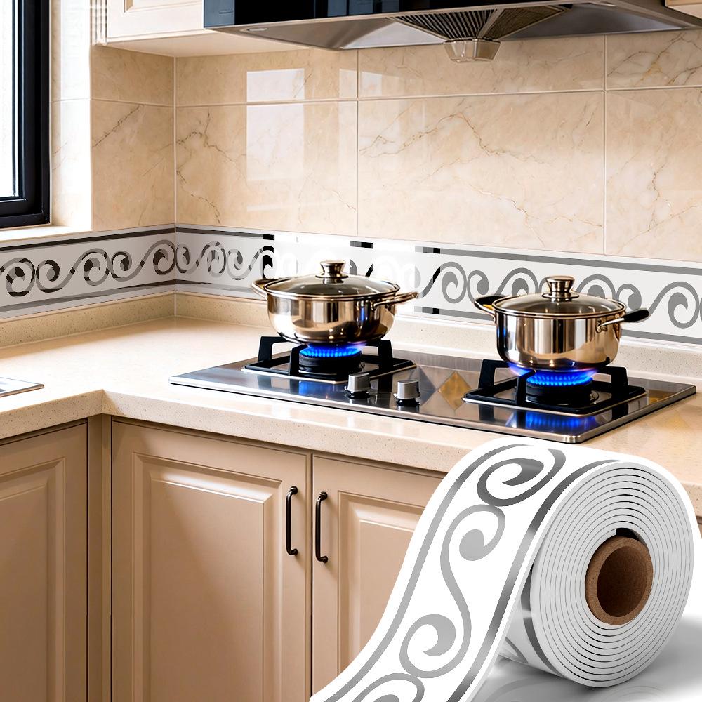 Thickened Waterproof PVC Self-Adhesive Tile-Look Baseboard Sticker