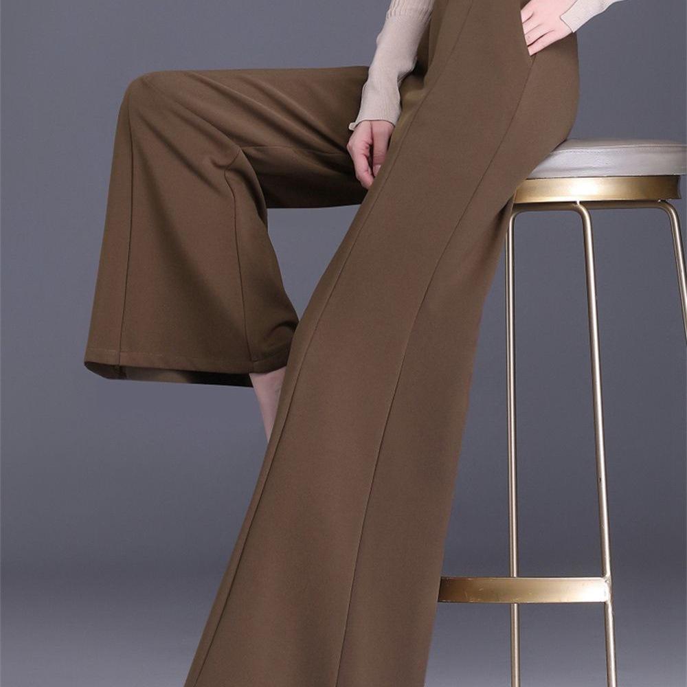 

Женские брюки-клеш с высокой талией и широкими штанинами - Весна/Осень, Укороченные кюлоты для миниатюрных, Стройнящий драпированный дизайн. XL 58-63 kg