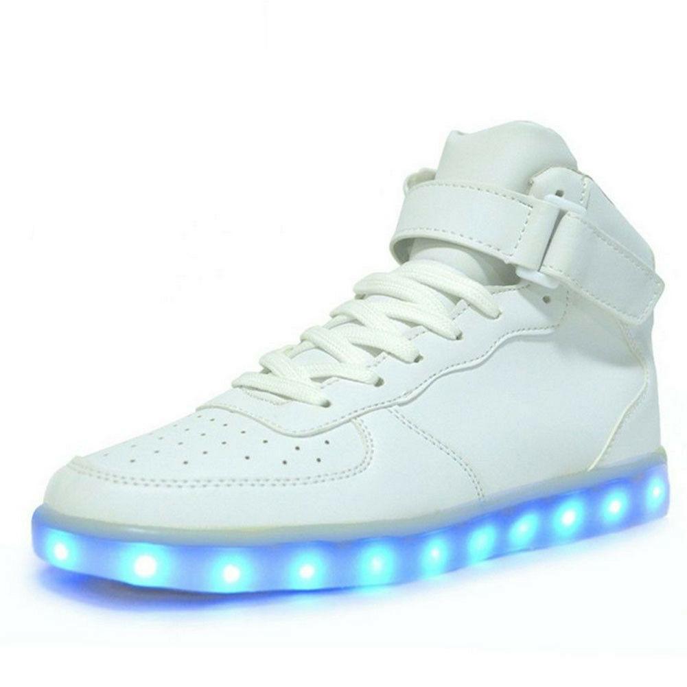 Couples Men Led Women High Light Up Trainer Lace Up Flat Shoes Luminous Sneakers