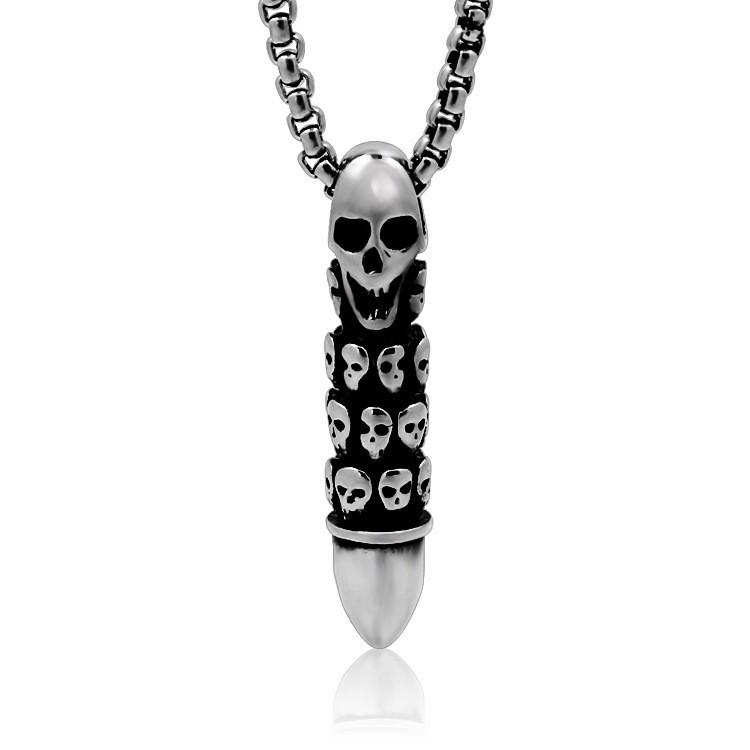 European Korean Style Skull Titanium Steel Pendant Necklace for Men