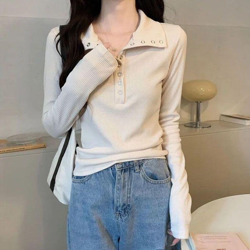 Herbst- und Winterdesign Heißes Mädchen Schlankes Langarm-T-Shirt Damen Unterwäsche Strickoberteil