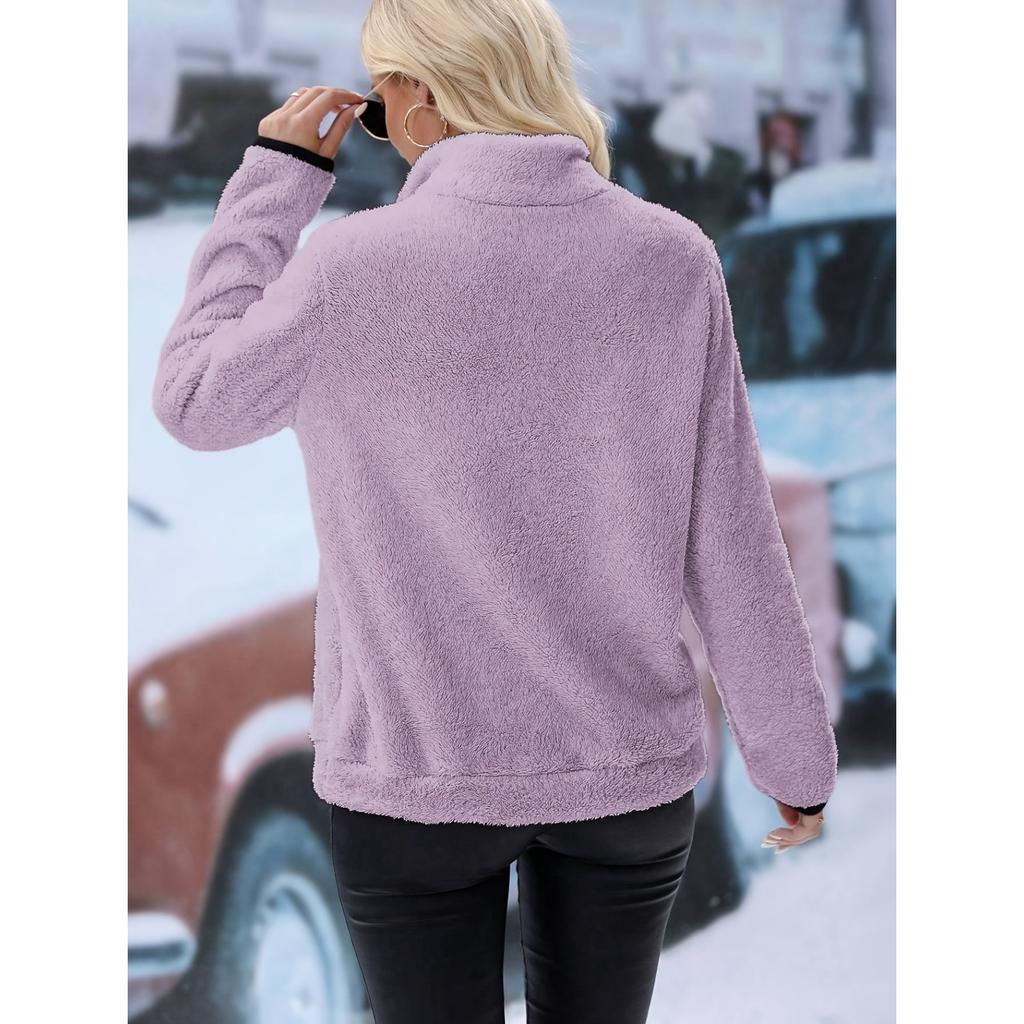 2026 Plush Half-Zip Sweatshirt - Cozy Fleece Hoodie W/ Kangaroo Pocket, Dog Walking to Coffee Run Athflow Essential