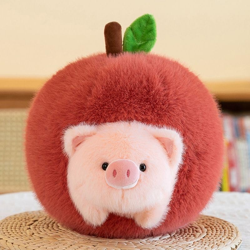 1 adorable apple-shaped pig plush toy, soft polyester stuffed animal, charming bedroom decor, ideal gift for birthdays, Christmas, and Thanksgiving