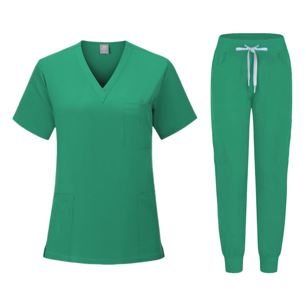 Multicolour Jogger Suits Doctor Nursing Uniforms Short Sleeve V-neck Tops Pocket Pants Nurse Scrubs Set Medical Clinical Clothes