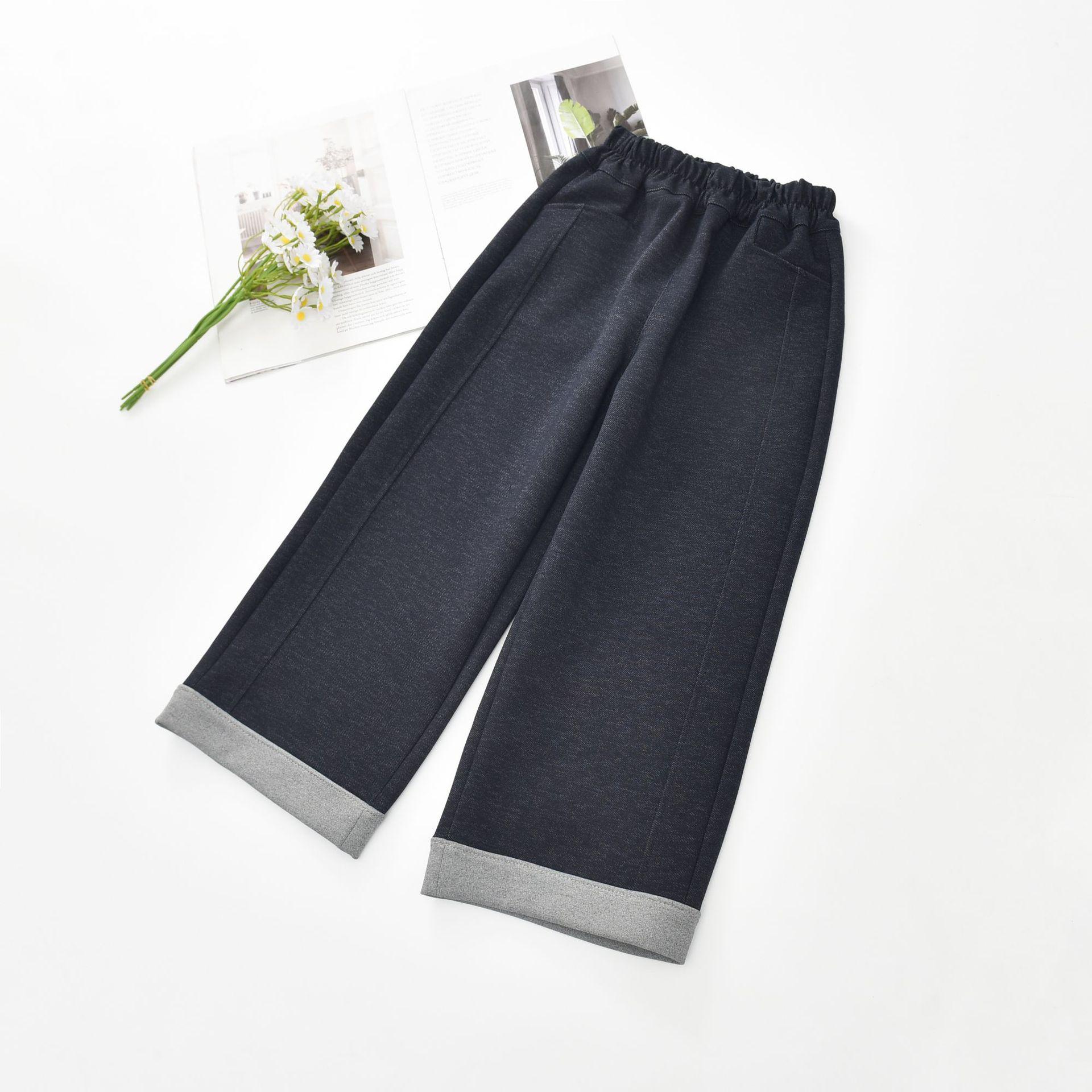 

Autumn 2025 Girls Straight-Leg Soft Jeans for Kids 130 cm темно-синий